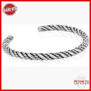 Sterling Silver Viking Cuff Bracelets - Sizes M L XL - Unisex Jewelry